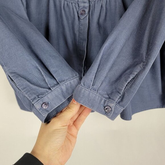 LL Bean Womens Pinwale Corduroy Babydoll Tunic L Smocked Relaxed Cottagecore 90s - Picture 5 of 12